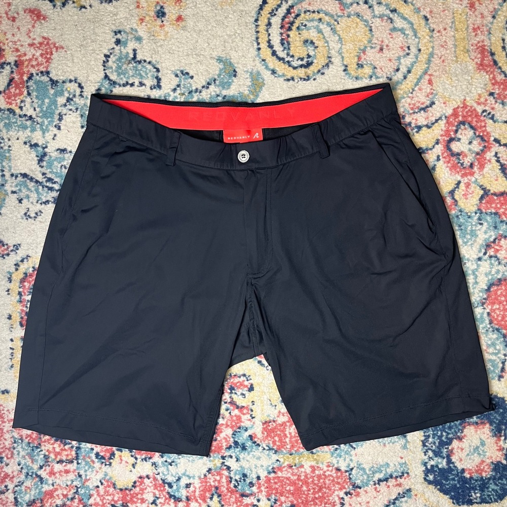 REDVANLY Performance Golf Shorts Mens Large Black Technical Stretch Athletic
